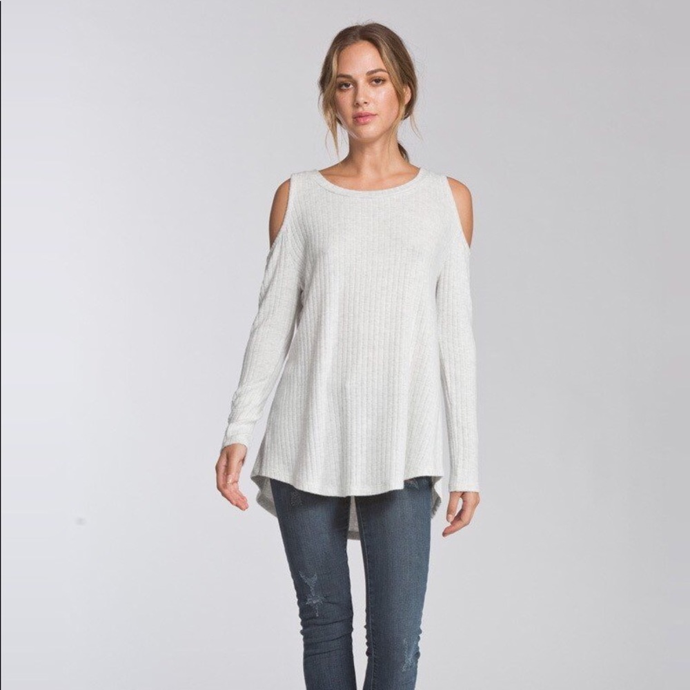Comfy Cold Shoulder Top - Heather Grey